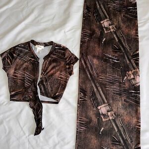 Brown 2 Piece Women's Skirt Set